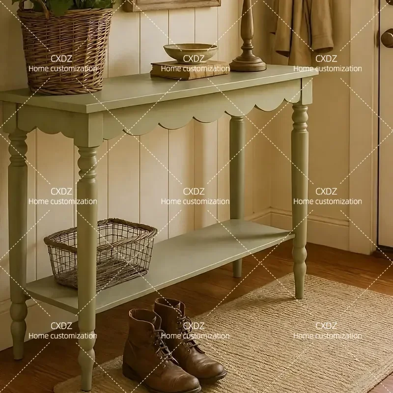 Solid Wood Entryway Table Narrow Console Table for Hallway Against Wall Simple Retro Design Home Decor Furniture