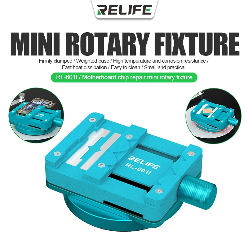 

RELIFE RL-601I Multi-Function Rotating Fixture Motherboard Chip BGA Mobile Phone PCB Clamp IC Murization Tin Planting Table Tool