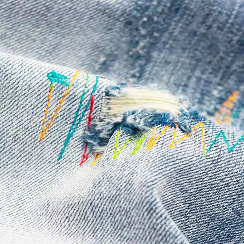 Fashion Designer Men Jeans High Quality Retro Light Blue Stretch Slim Fit Ripped Jeans Men Streetwear Vintage Denim Pants Hombre