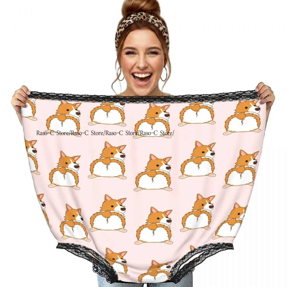 

Party Funny Trick Granny Underwear Humorous Daily Wear Funny Corgi Dog Pattern Panties