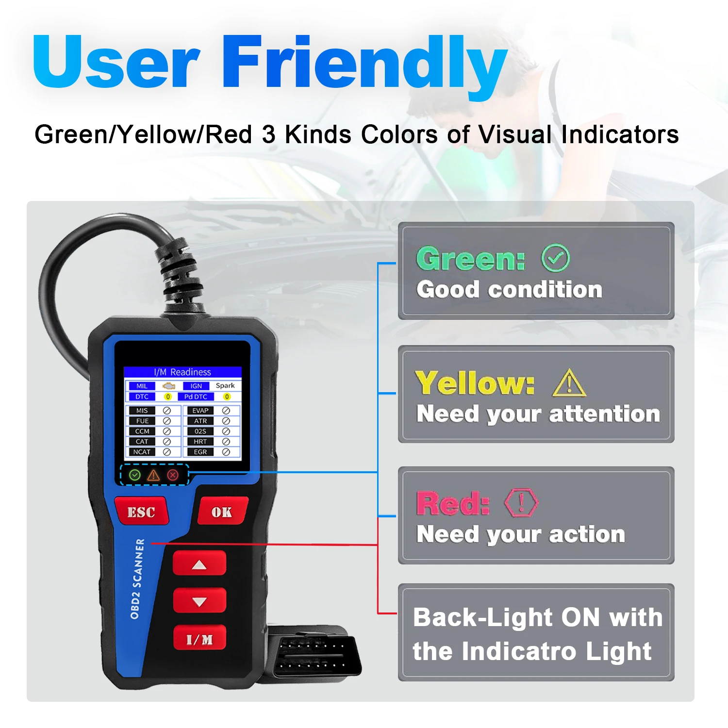 New OBDII & EOBD Code Scanner Diagnostic Tool AT300 Full OBD2 Function For Checking Engine Plug And Play Car Tools