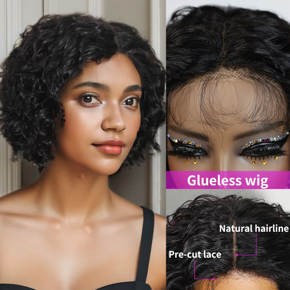 

13*5*1 Loose Deep Wave HD Transparent Lace Human Hair Wig 10 inch Pre Preplucked 150 Density Glueless Wigs for Women