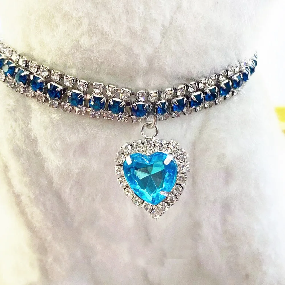 Kitten Diamante Kraag Ketting voor Kat Strass Leuke Bling Puppy Doggy Kristallen Hanger Diamanten Kraag Huisdier Accessoires Kraag