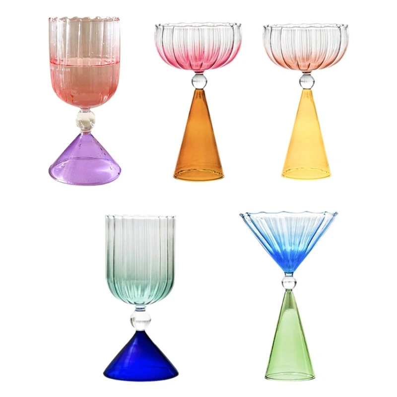 Elegant Wine Cups Colorful Cocktail Cups Kitchen Drinkware Unique Glass Cup Suitable for Gifting and Home Dropshipping