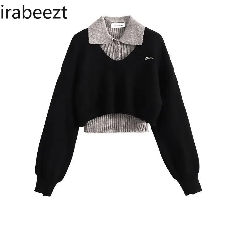 Preppy Short Sweater Female Autumn and Winter Korean Two Pieces Sets Fashion Regulai Fit Women Knitted Cardigan