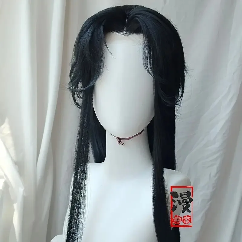Qiangjinjiu estilo Shenlanzhou Xiaochiye largo negro personalizado pelo sintético resistente al calor Anime Halloween con Wigb;4.f'7;j,3