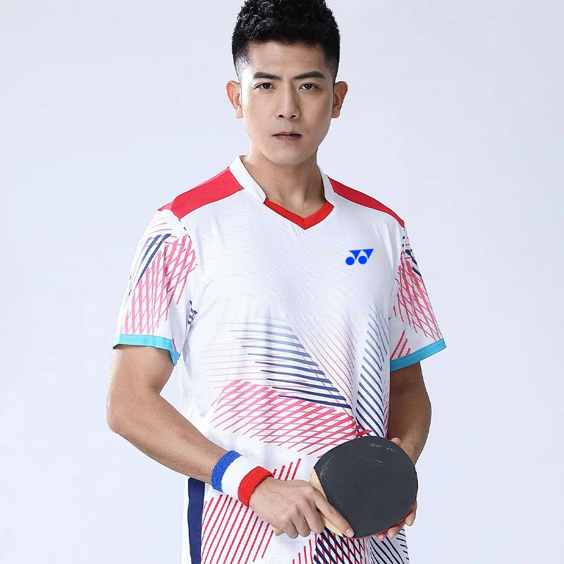 W Badminton abbigliamento Tennis Stripe Printed T-Shirt ping pong Jersey Training Men T Shirt Padel Running Sports Quick Dry Tees