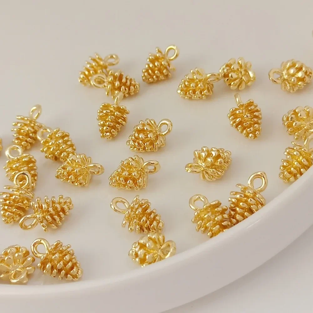 

14K Gold-plated Pine Nut Pendant, Self-made Handcrafted Bracelet Necklace, Pine Nut Pendant, DIY Jewelry Accessories, 12*7mm