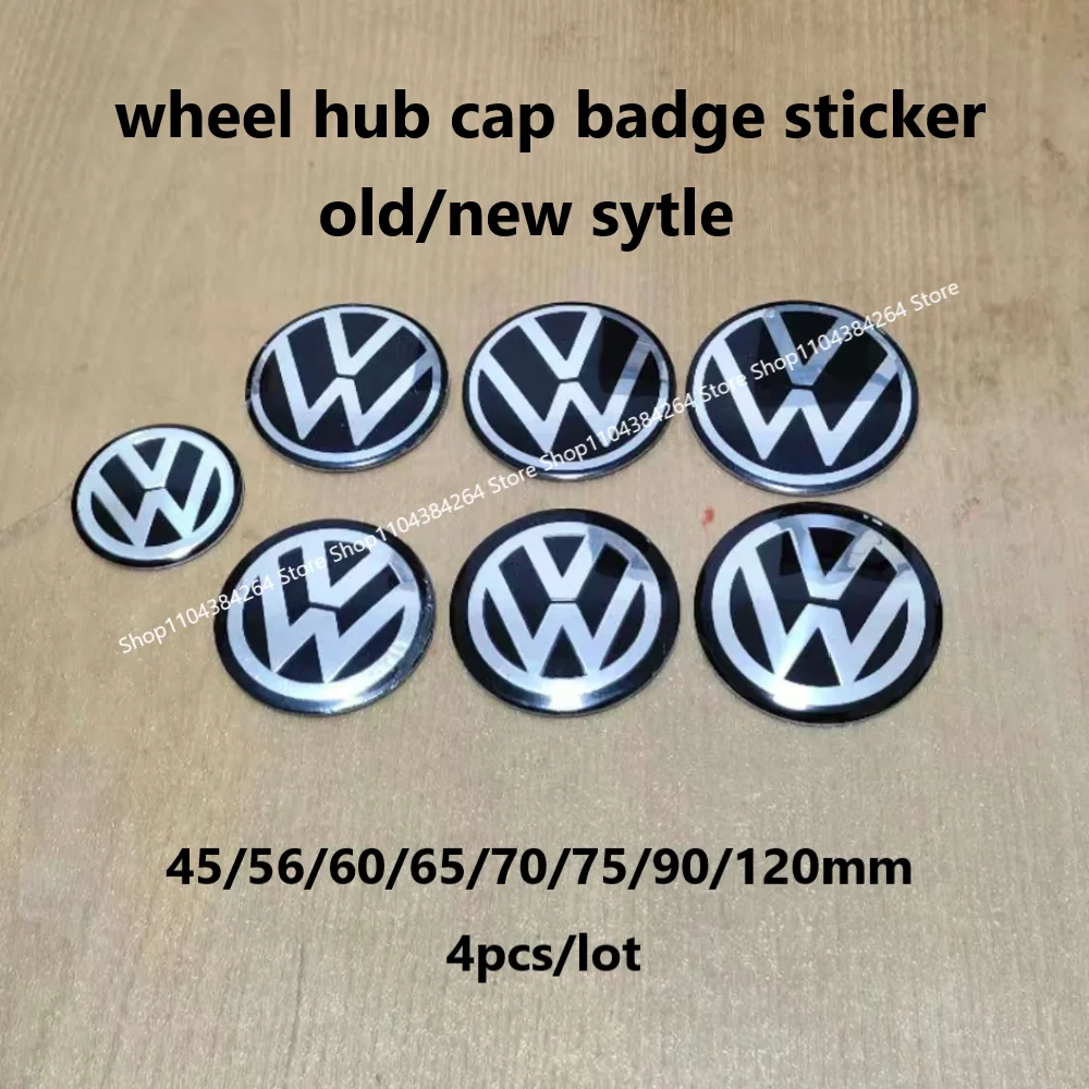 

4pcs Badge Wheel Center Hub Caps Sticker 45/56/60/65/70/75/90/120mm for VW PASSAT Tiguan JETTA Golf Polo R GTI BORA Scirocco