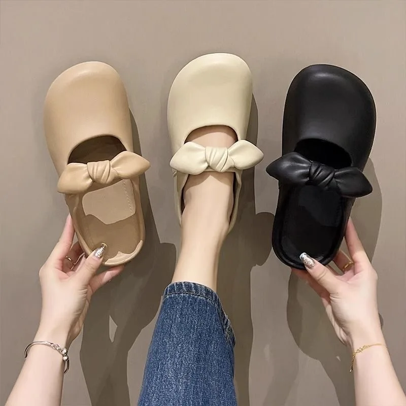 Fashion Bowknot Sandals Waterproof Slippers Women Shoe Summer Outdoor Slides Soft Sole Garden Shoes Indoor Nursing Clogs Sandals