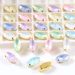 Jelly Horse Eye Sew On Glass Stones With Gold Claw Crystals Rhinestones For Clothes needlework DIY Wedding Dress Shoes Bags