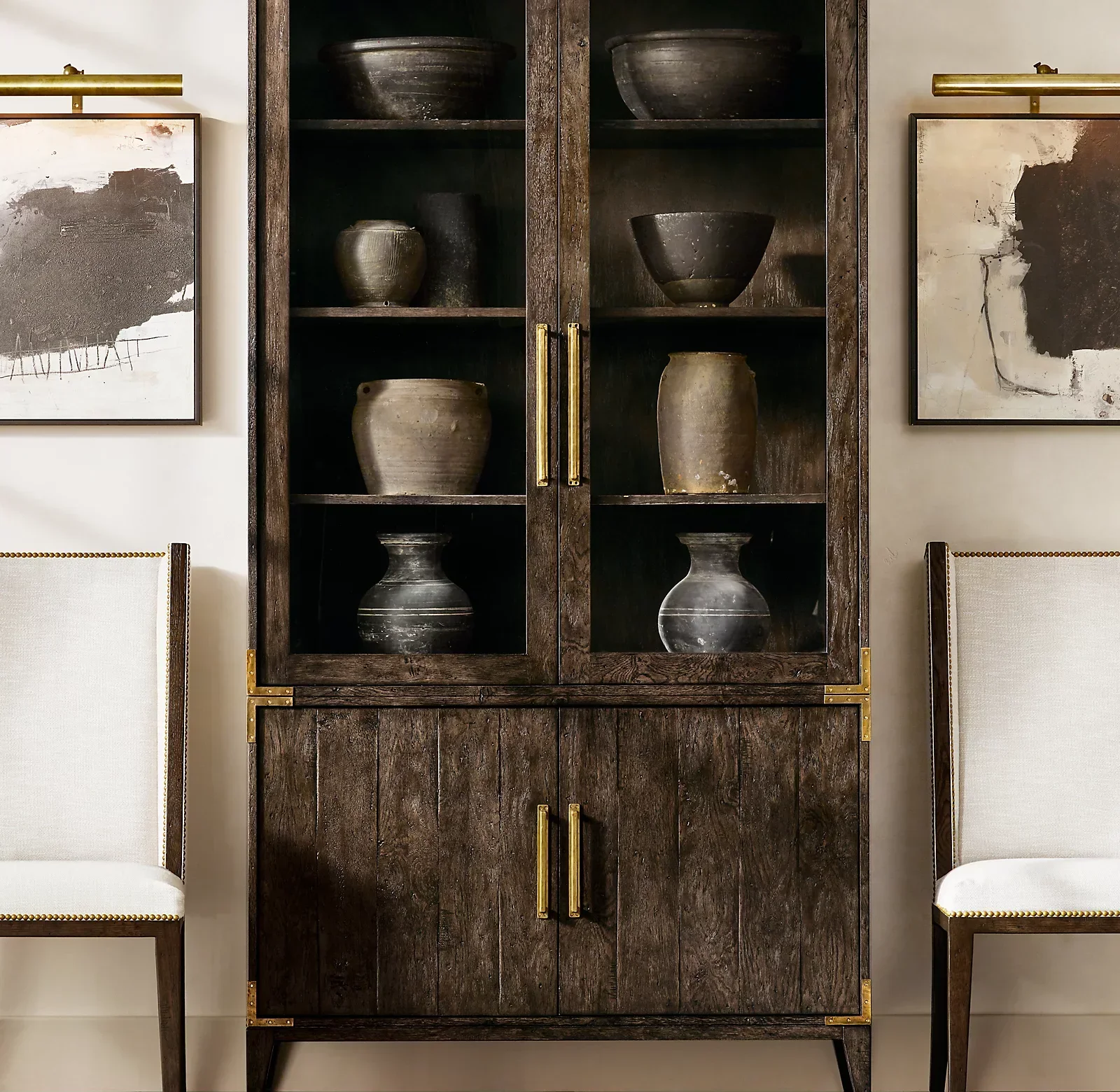 Mid-century style interior furniture dining room wooden kitchen cabinet