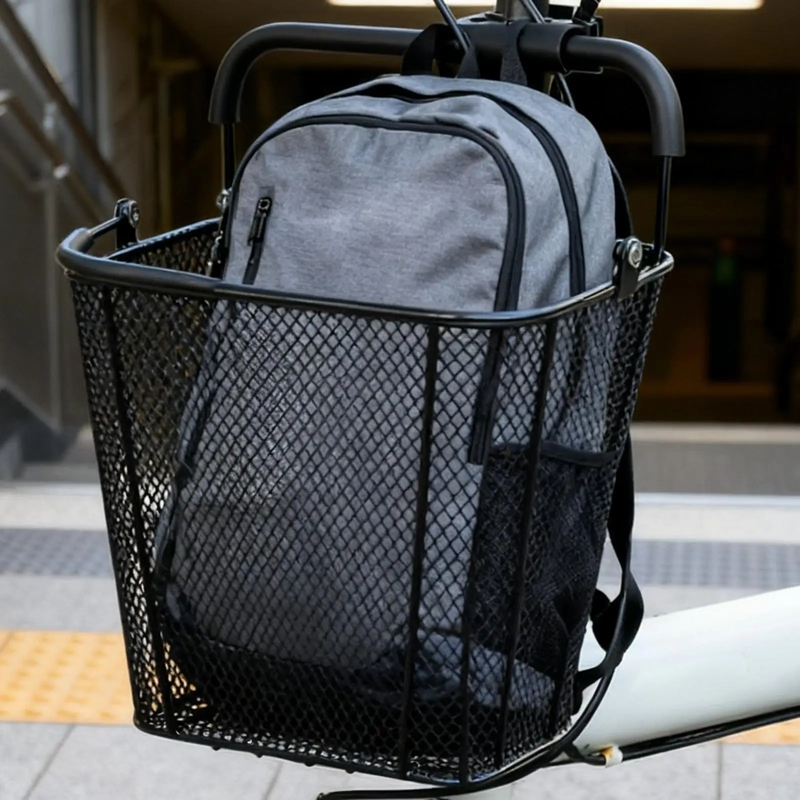 

Bike Basket Front Quick Release Handlebar Mount With Handle Metal Storage Basket Bike Accessories For Road Mountain Electric