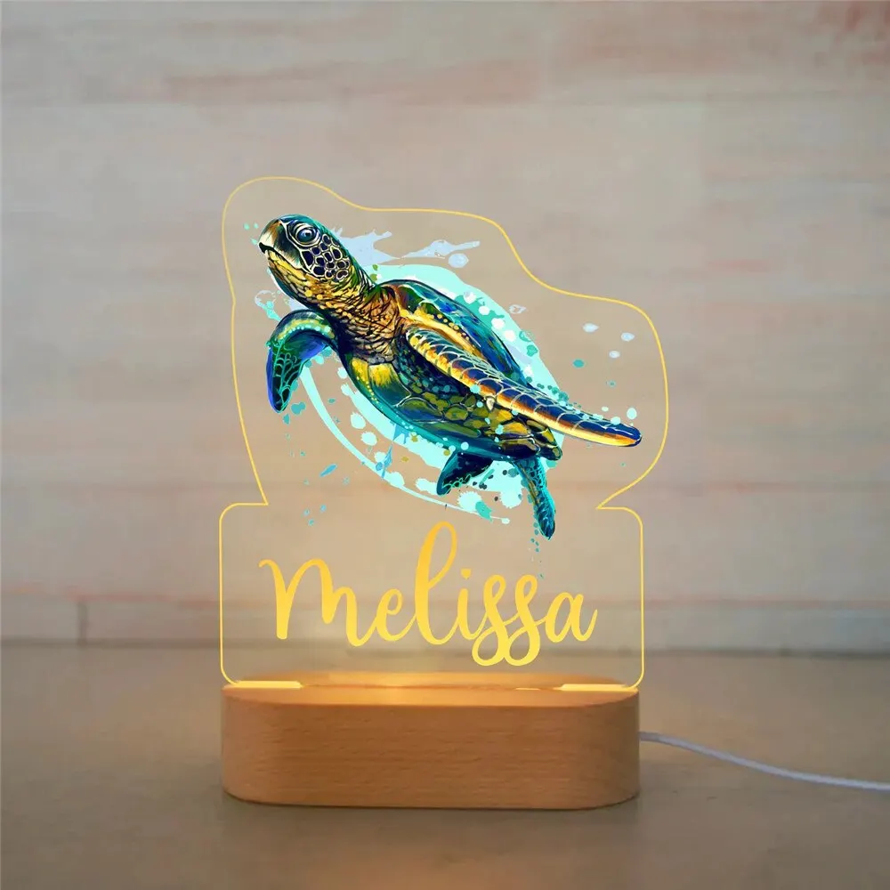 Gepersonaliseerde kinderen dier nachtlampje aangepaste naam acryl lamp baby kinderen slaapkamer decoratie pasgeboren verjaardag kerstcadeau