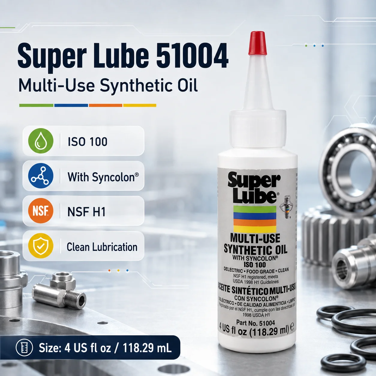 Super Lube 51004 Synthetic Oil ISO 100 NSF H1 Food Grade Lubricant Oil for Keyboard Switch Gear Bearing Plastic Safe 20ml 50ml
