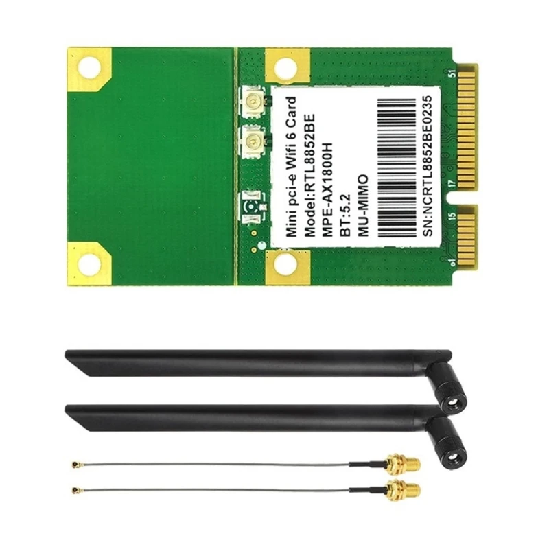 WiFi6 AX1800M RTL8852BE อะแดปเตอร์ Mini PCIE WIFI รองรับ Bluetooth5.2 ไร้สาย