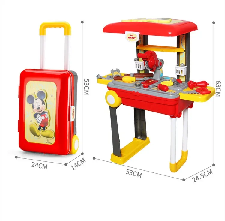 Disney-Mickey Mouse Trolley Case para Crianças, Caixa de Ferramentas 2 em 1, Princesa Case, Sophia, Doctor Play Set, Brinquedos Toy House, Presente do bebê