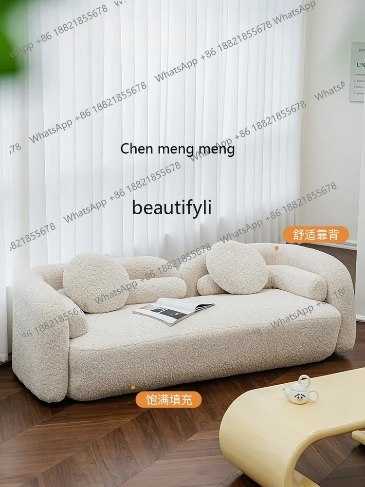 

ss7304 Nordic Fabric Sofa Home Lazy Leisure Chair Three-Seat Cream Style Recliner