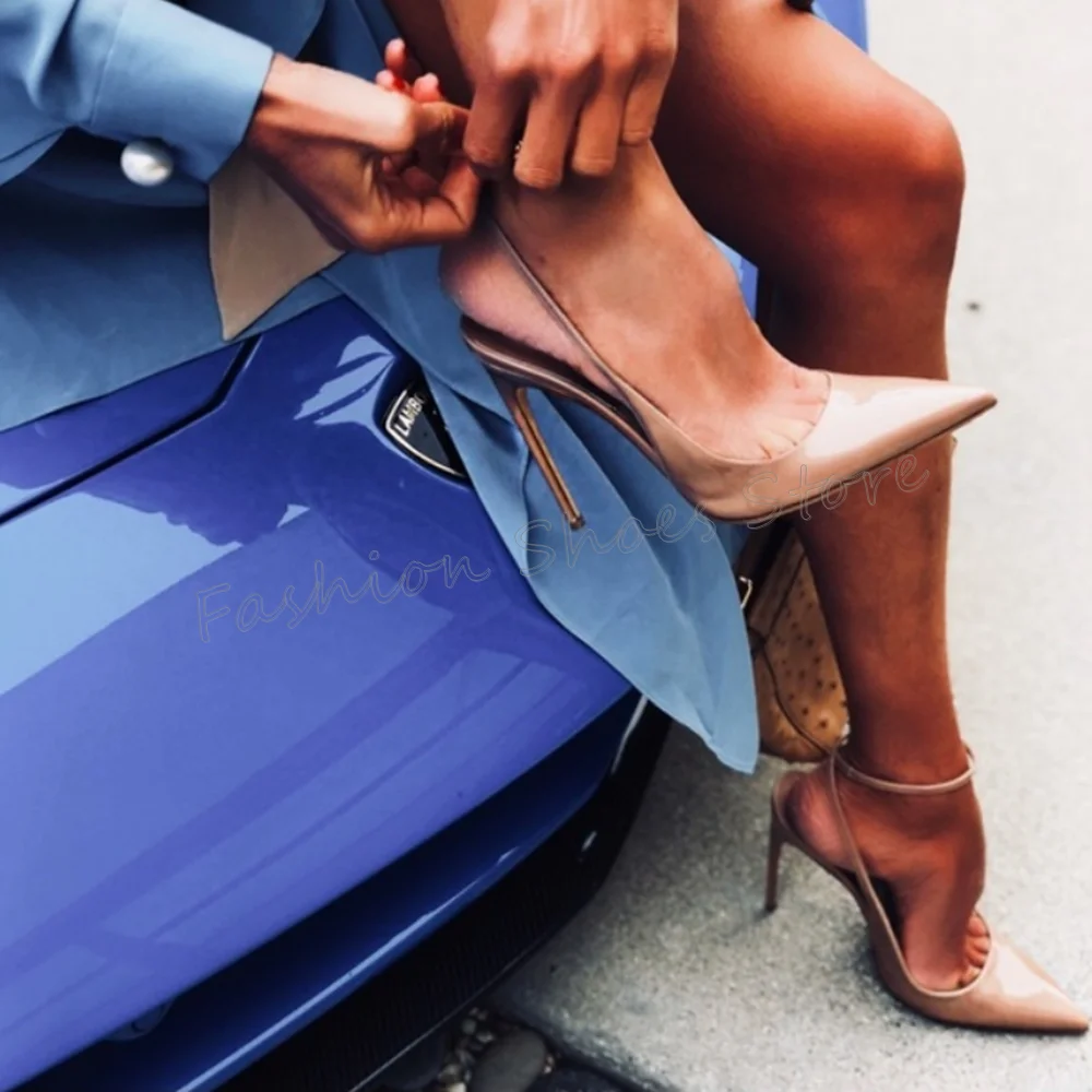 

Apricot Pointed Toe Pumps Ankle Buckle Thin High Heels High Heel Shoes for Women Fashion Heels 2025 New Zapatos Para Mujere