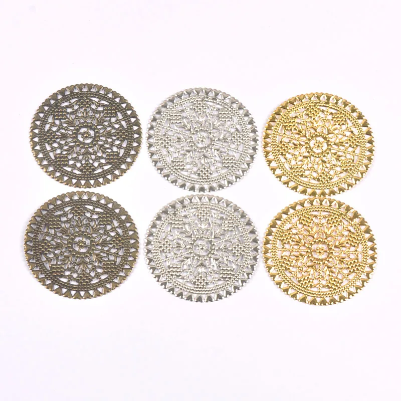 10Pcs Filigree Flower Wraps Connector Flatback Metal Embellishments Scrapbooking For DIY Jewelry Findings 60x60mm YKL0896