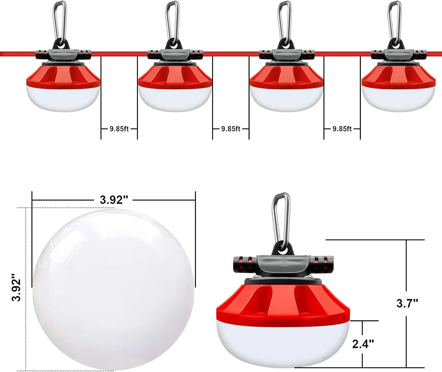 LED Construção String Luzes, iluminação temporária, luzes de trabalho ao ar livre, Super Bright,10 Mediu, 10000LM