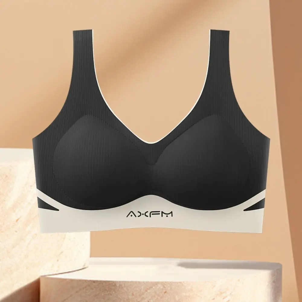 

Push Up Wireless Deep V Bras Close-fitting Color Blocking Underwear for Women Lingerie Shockproof Seamless Brassiere Gifts