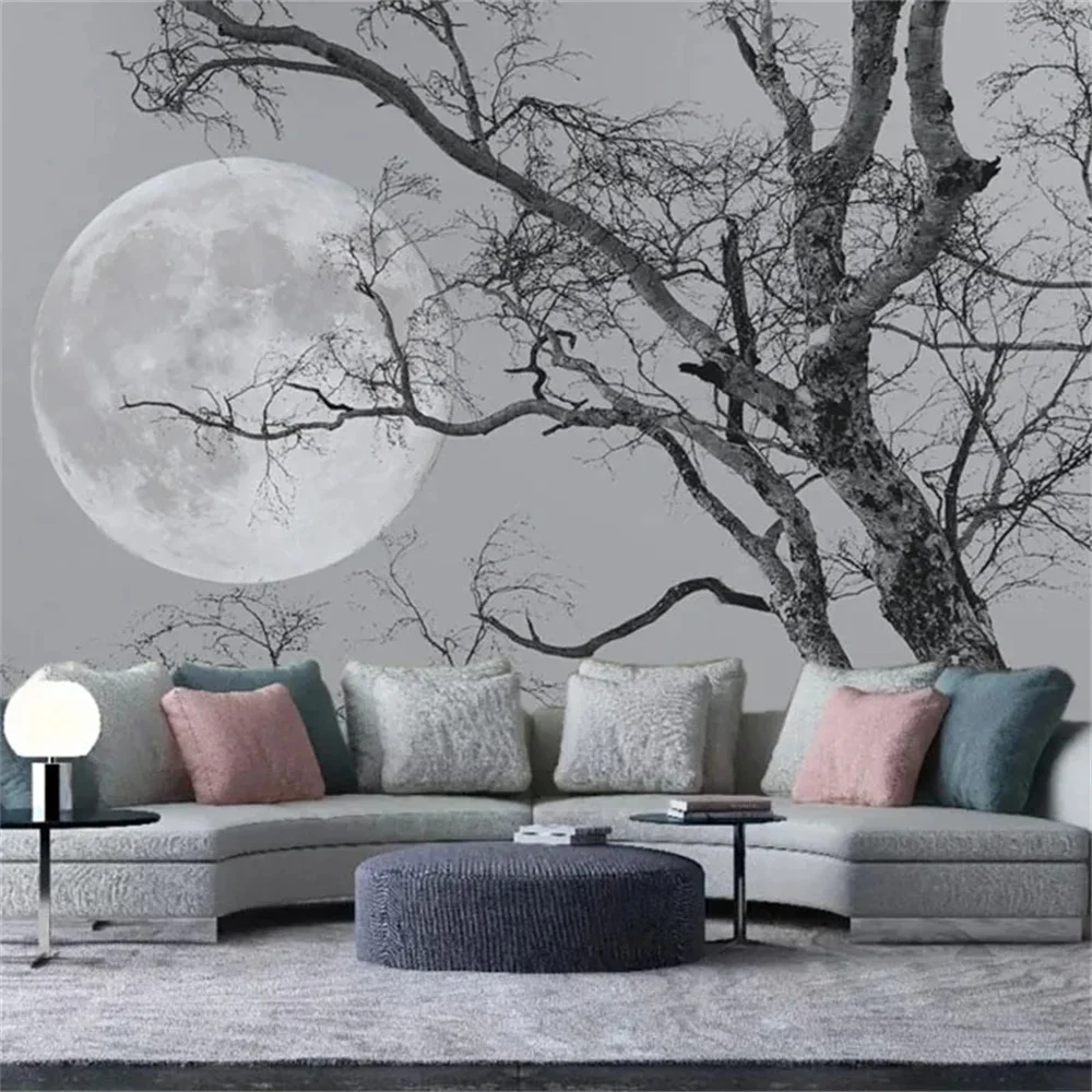 

Custom Wallpaper 3d Mural Personalized Modern Branch Moon Tree Background Wall Painting Living Room Bedroom Home Decor Wallpaper