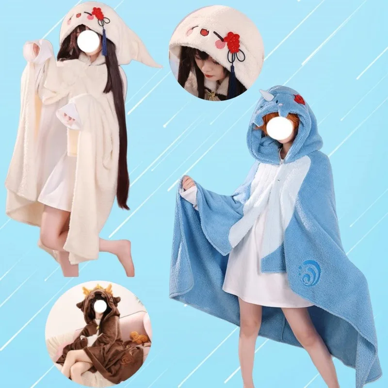 

Genshin Impact Hu Tao Vent Kaveh Cosplay Air Conditioning Blanket Anime Hooded Cloak Shawl Wrap Nap Quilt Wearable Cape Gift