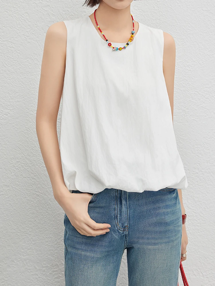 

Повседневный жилет с рюшами, номер два, молодежная плиссированная текстура, круглый топ Ne Svel, универсальный летний однотонный цвет...