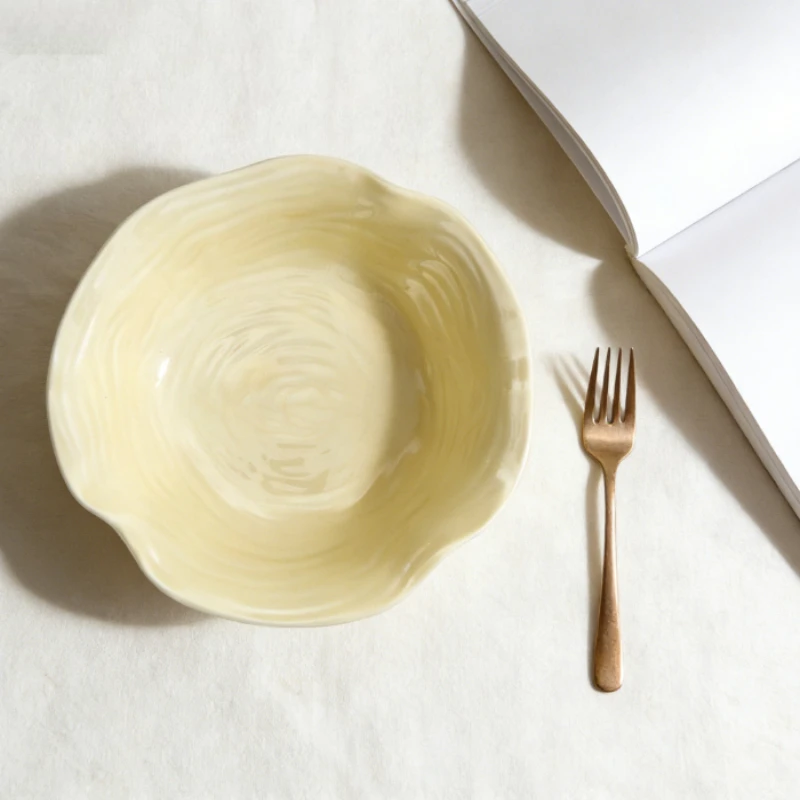 

Nordic Wind Lotus Leaf Edge Soup Plates Irregular Ceramic Utensils High Beauty Fruit Salad Plate Western Pasta Vegetable Plates