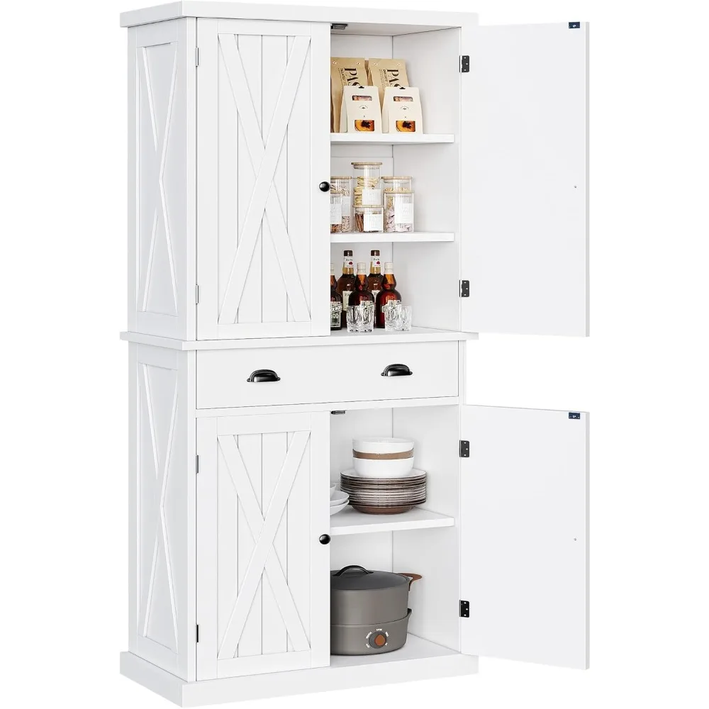 High kitchen pantry, farmhouse kitchen lockers, barn doors, drawers and adjustable shelves