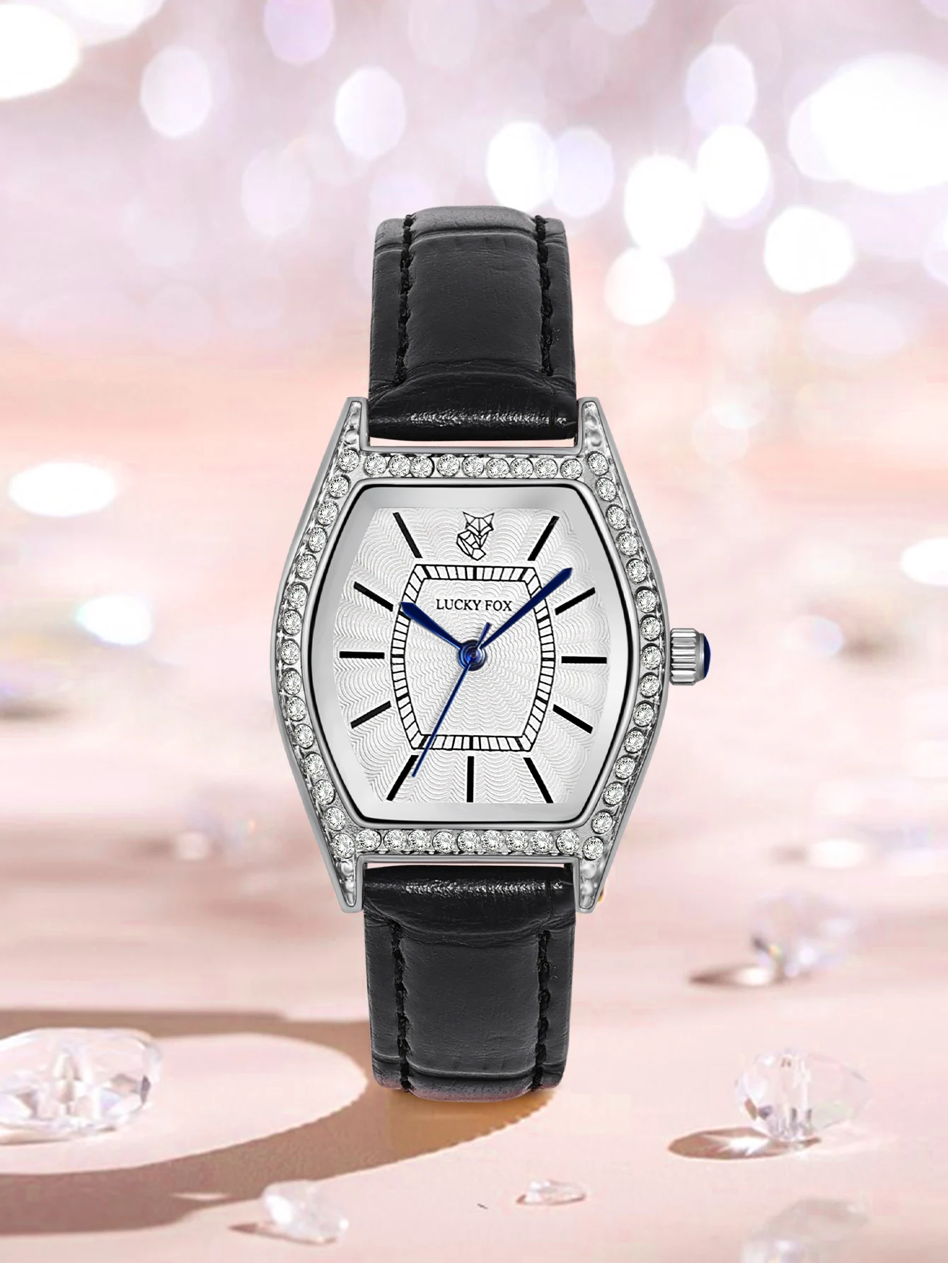 LUCKY FOX Orologio da donna al quarzo retrò con diamanti a forma di botte, orologio da polso da donna di lusso, orologio alla moda in regalo