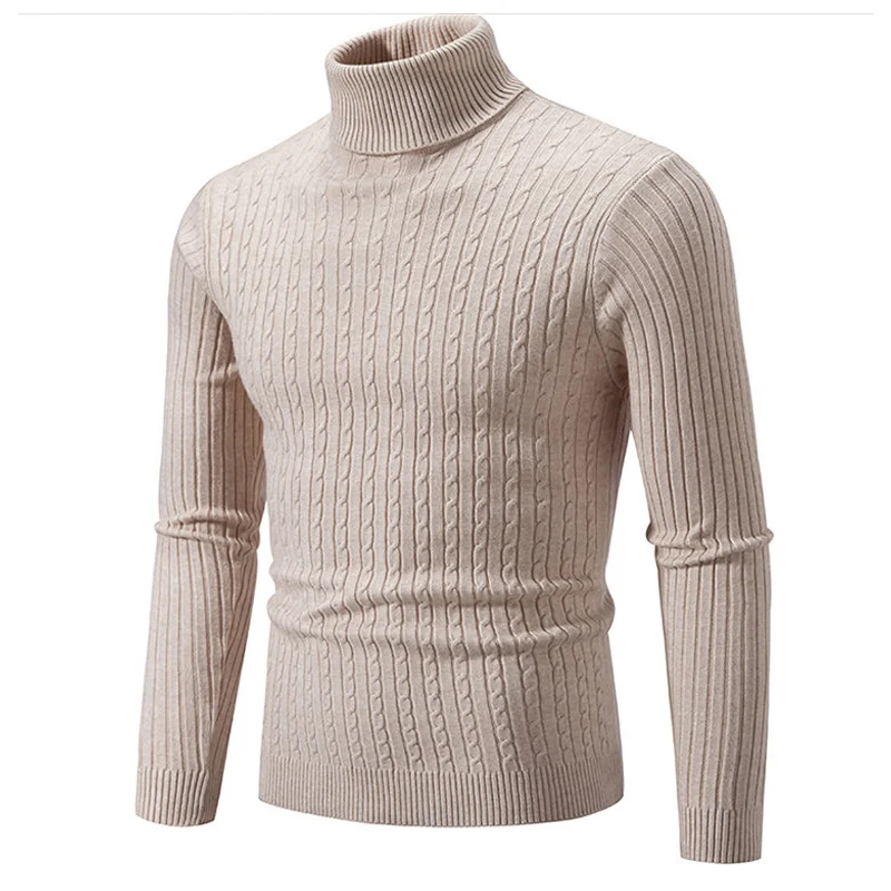 Winter Rollkragenpullover für Herren, Dick und Warm, Marken-Herrenpullover, Slim Fit, Strickware mit Doppelkragen – Detail 3