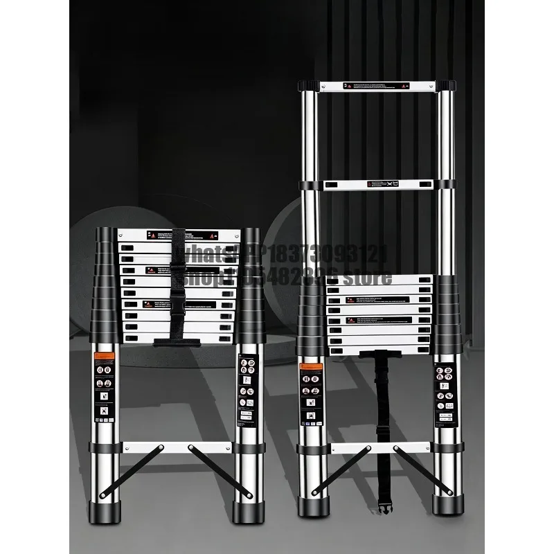 Multifunctional stainless steel telescopic ladder dual-purpose load-bearing non-slip folding straight ladder