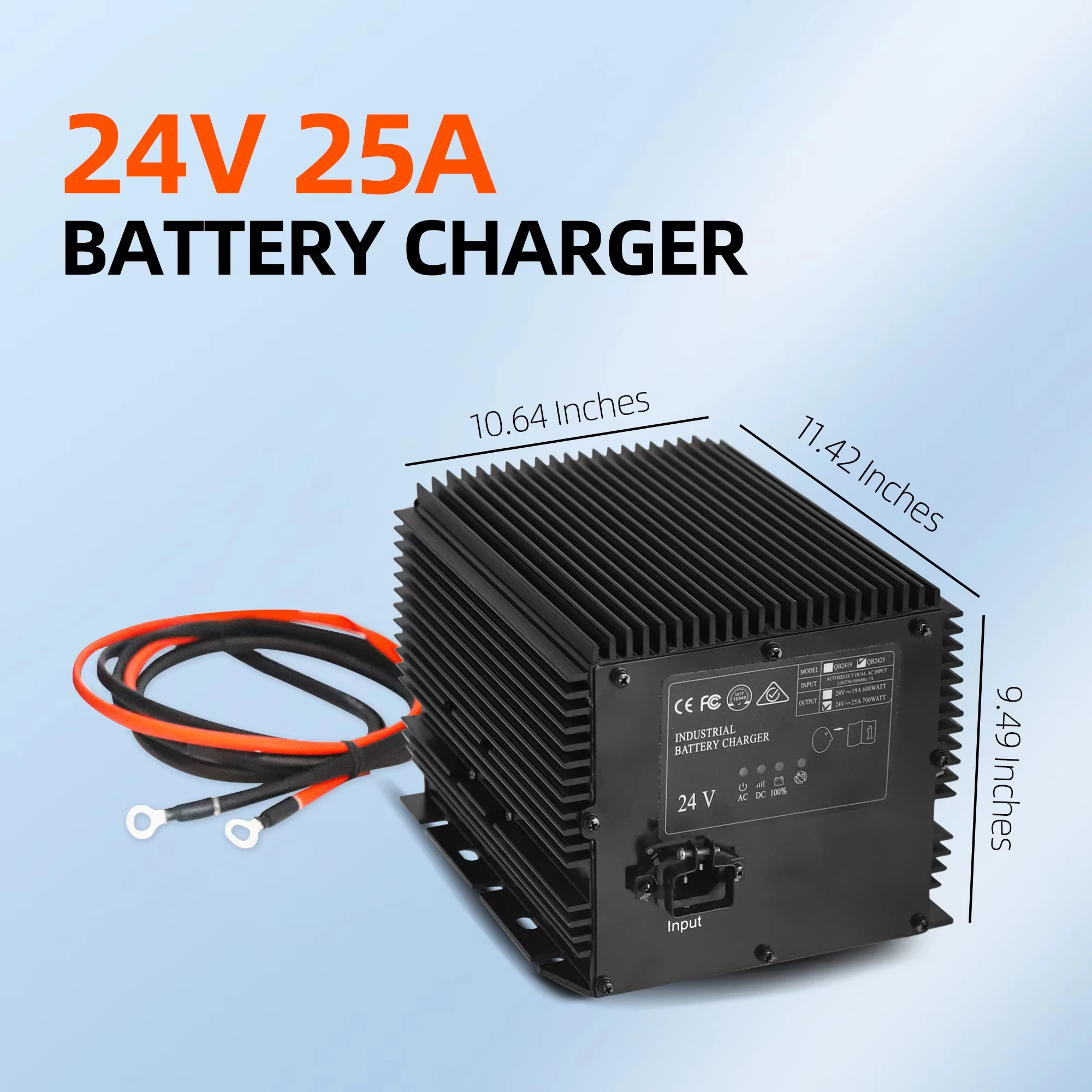 24V 25A Battery Charger Compatible for JLG/Genie/Skyjack Scissor Lift, IP67 Waterproof, for HB600 24B 96211 105739 161827