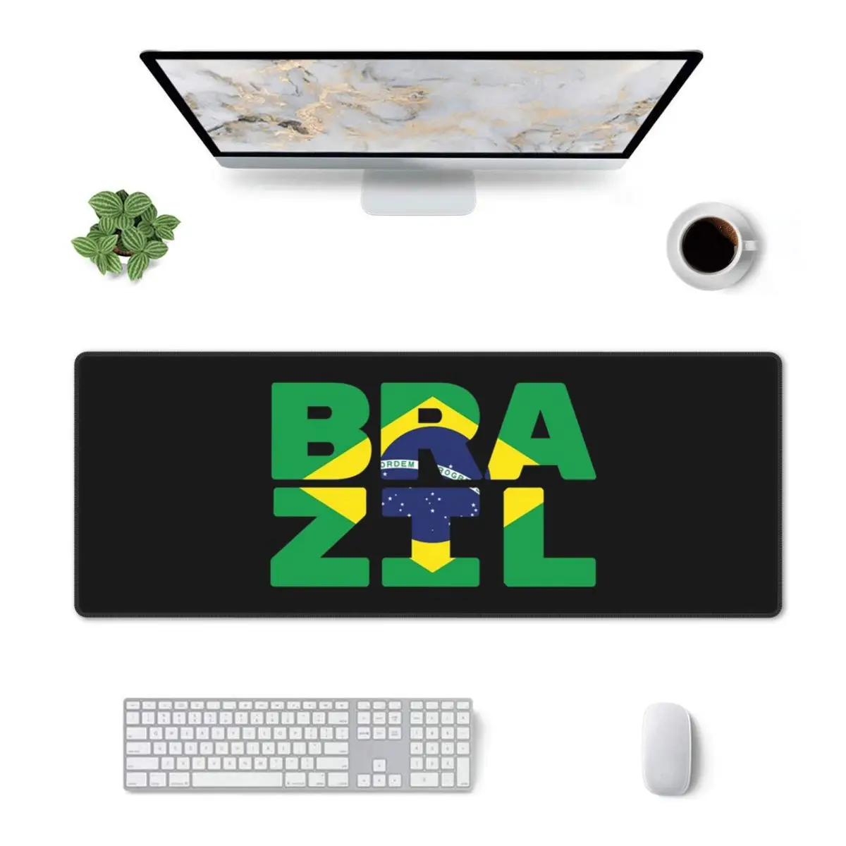Large Mouse Pad Brazil Flag Text Gamer PC Laptop Mats Keyboard Carpet Computer Gaming Office Accessories Desk Mat