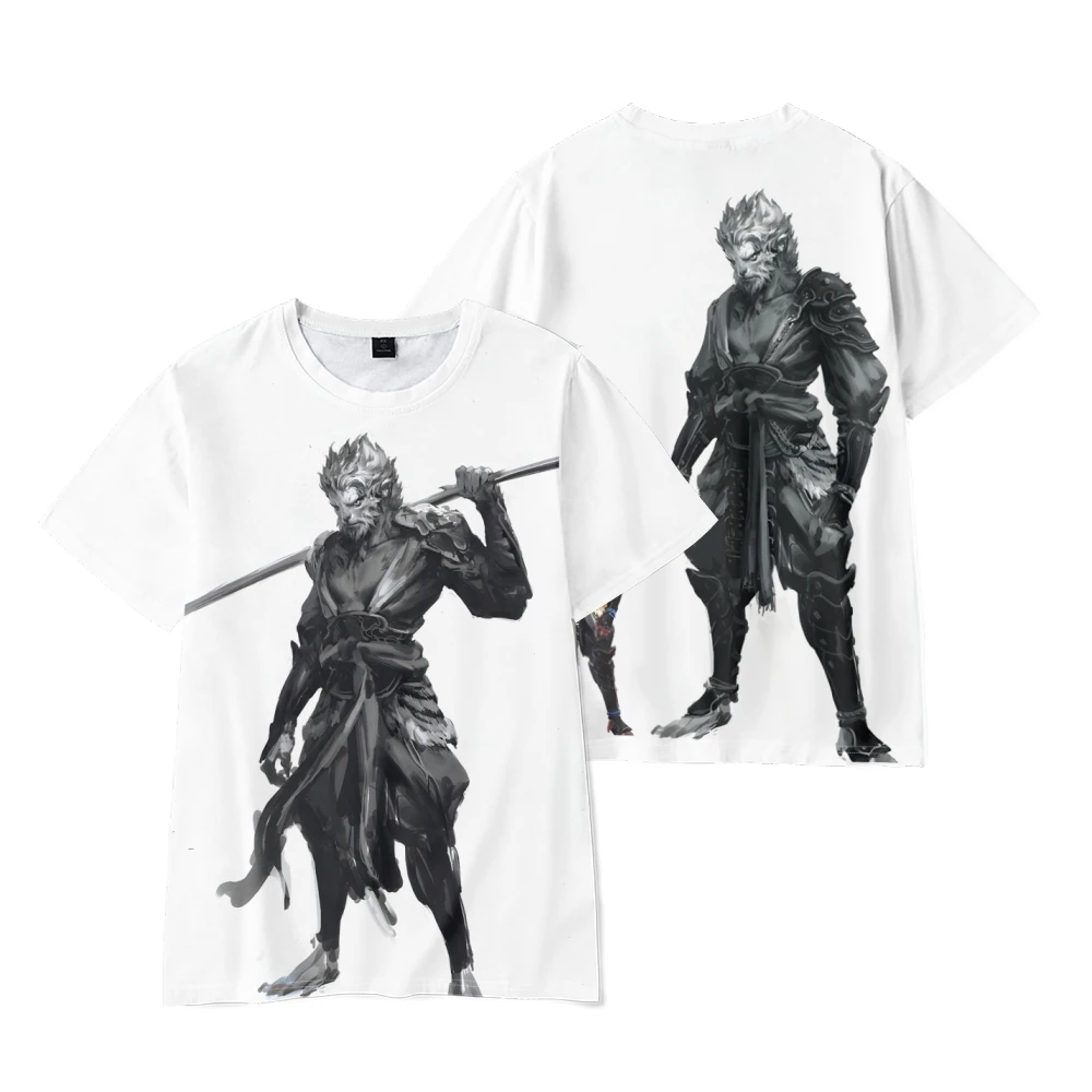 Черная футболка Wukong в стиле унисекс с коротким рукавом и круглым вырезом в подарок