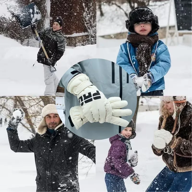 TRALOW Guanti da sci invernali in pile caldo addensato per uomo e donna compatibili con touch screen, per escursioni, sci, attività all'aperto