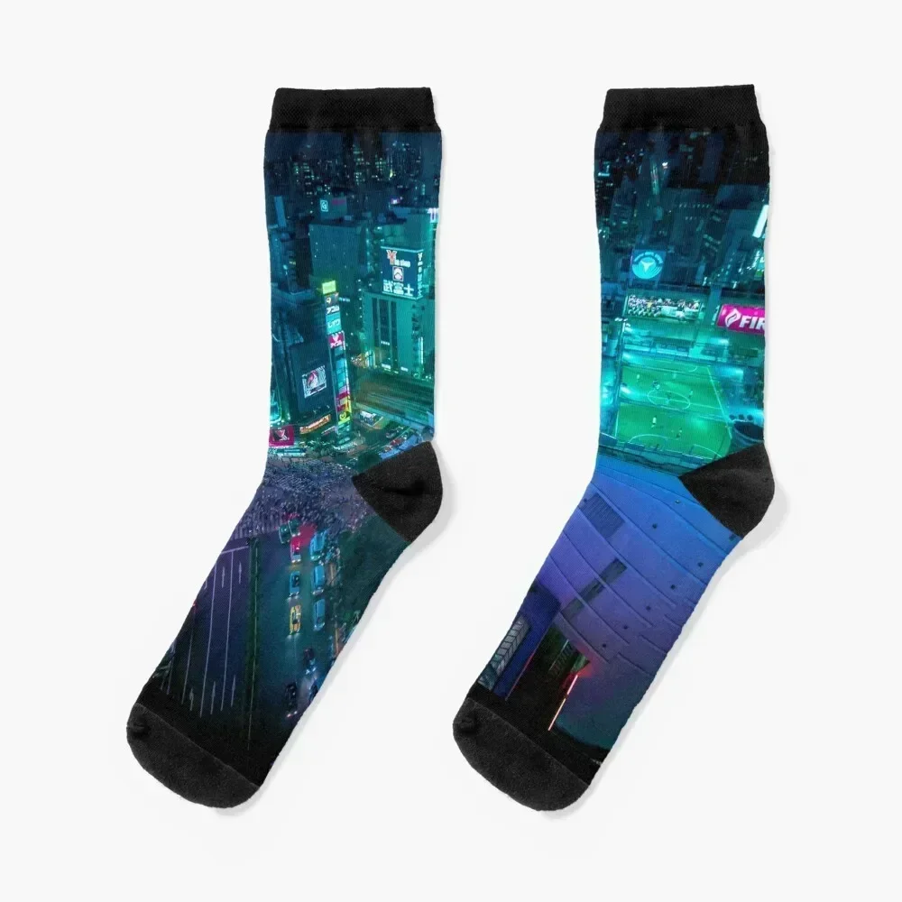 

Shibuya crossing from above and Soccer field on the roof Socks gift cotton soccer anti-slip designer brand Boy Socks Women's