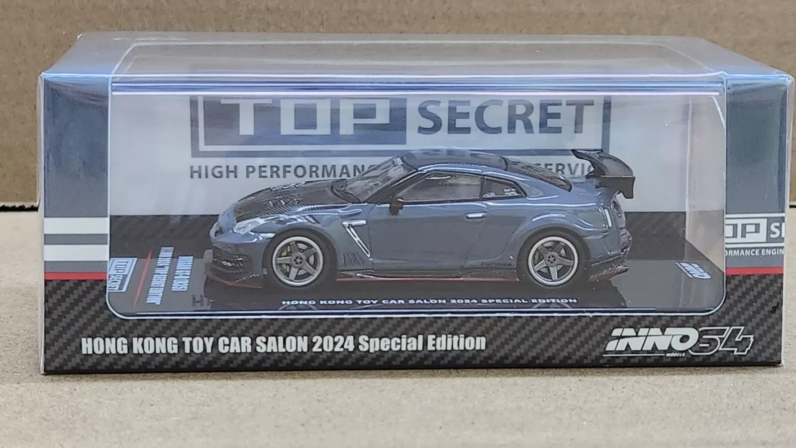 1:64 Inno64 Skyline GT-R R35 Top Secret Hong Kong toycar salon 2024 Diecast Model Car Collection Limited Edition Hobby Toys