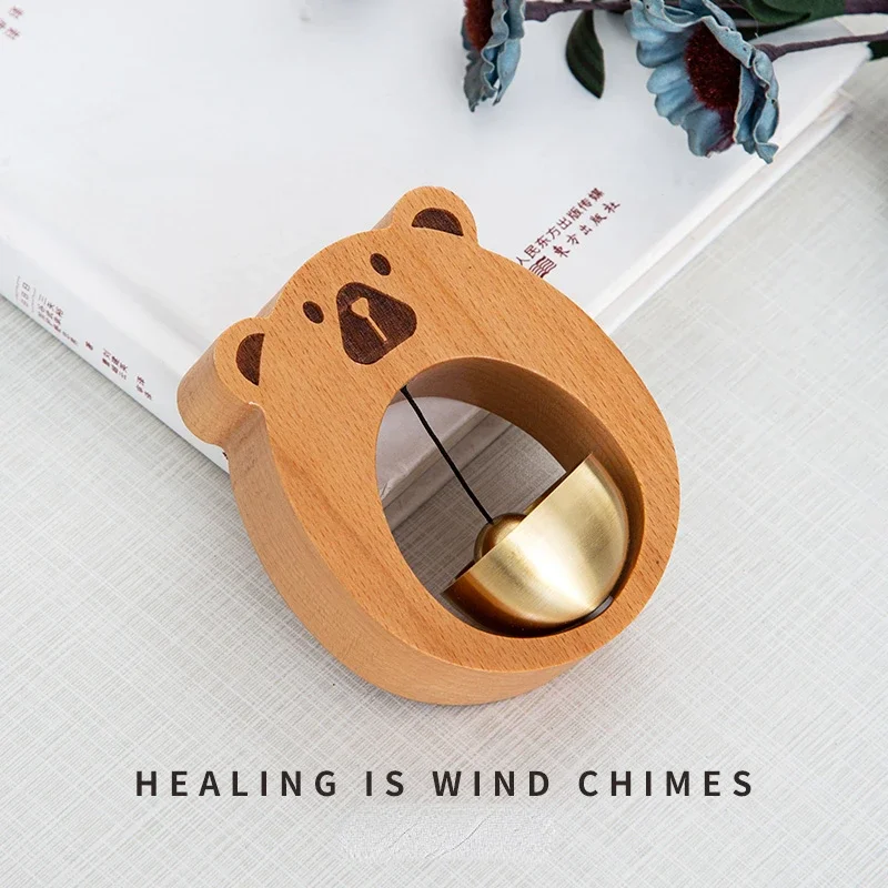 

Cute Door Chime Bell Adorable Dopamine-Boosting Bear Figurine with Copper Wind Chime for a Healing Touch on Your Doorway