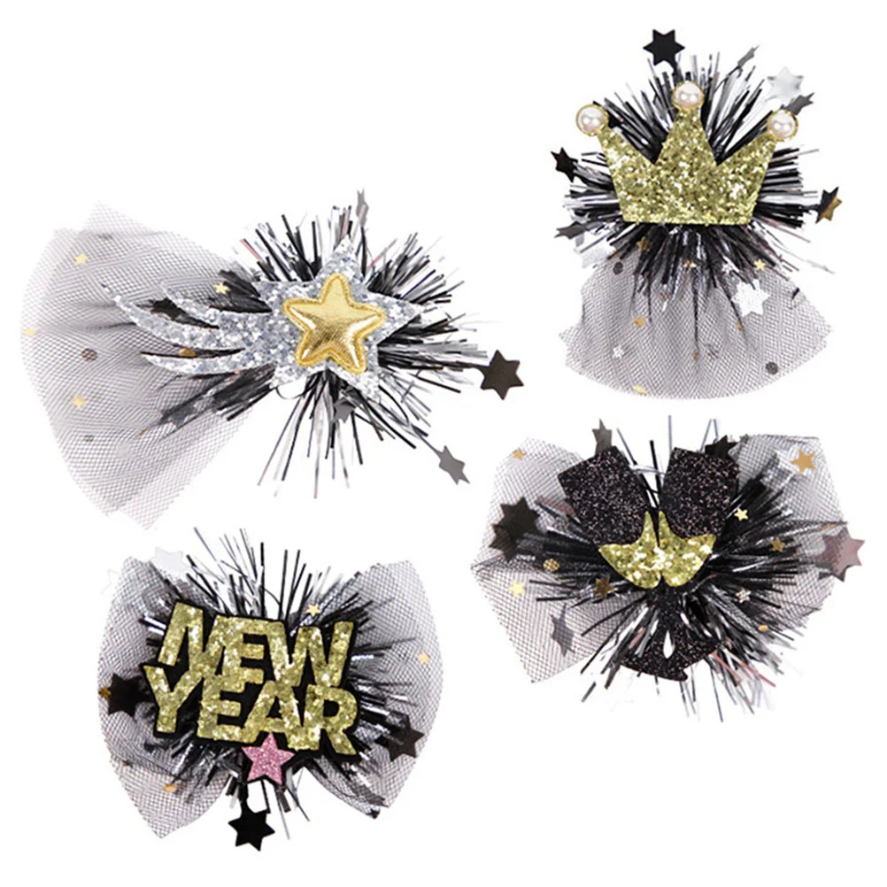 4 Pcs New Year Hairpin Headdress Clips Barrettes for Accessories Girls Festival Pentagram