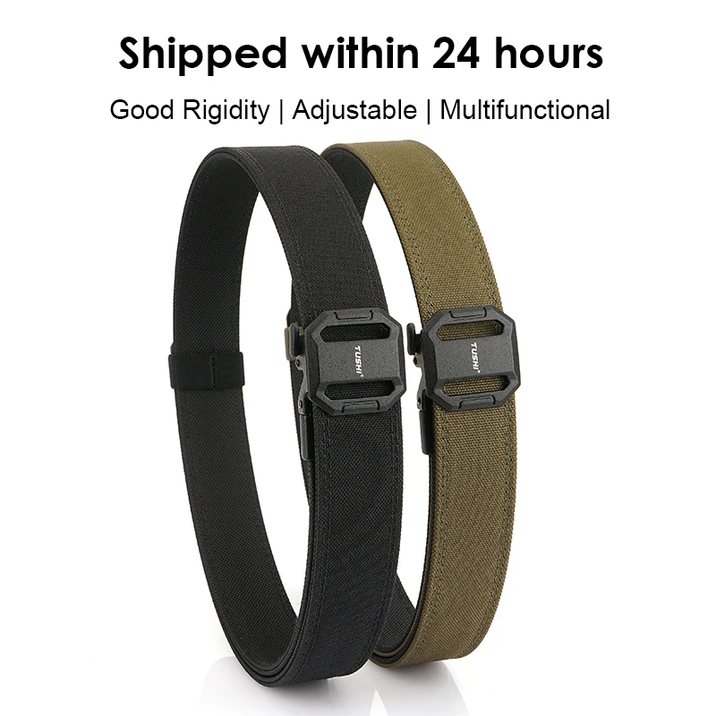 HSSEE 110cm/120cm Tactical Outdoor Belt Matte Metal Automatic Buckle Casual Belt for Men Thick Nylon Rigid Military Belt