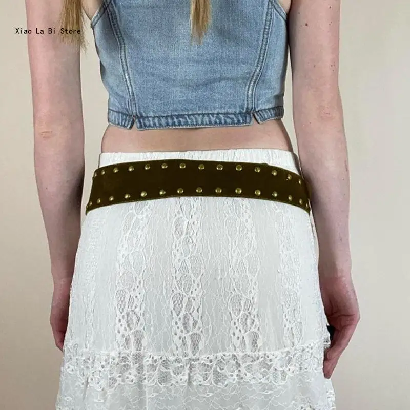 Ceinture Punk élégante avec boucle ronde en métal pour femmes XXFD