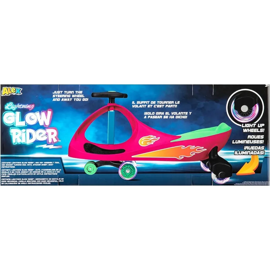 Lightning Glow Rider - Inertia and Movement Powered Ride-On Toy Light-Up Wheels Indoor-Outdoor Play