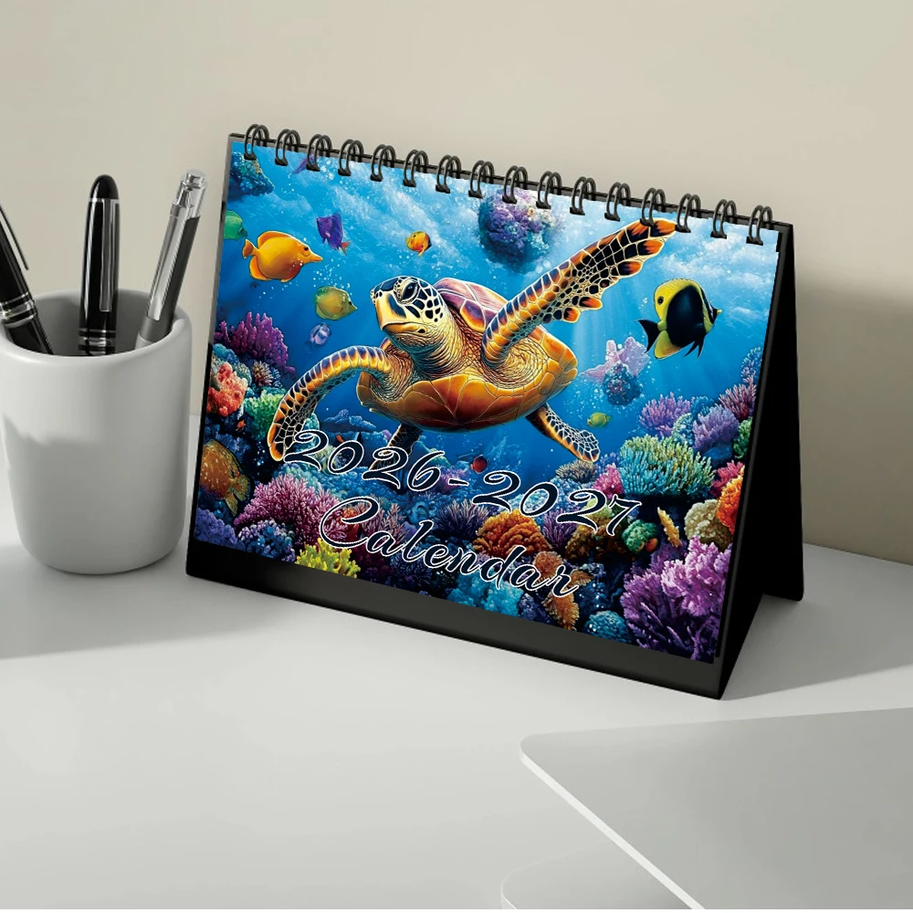 

1pc 2026-2027 Ocean Theme Calendar, 24-Month Monthly Planner, Desktop Calendar, Perfect Gift for Birthdays, Christmas, New Year
