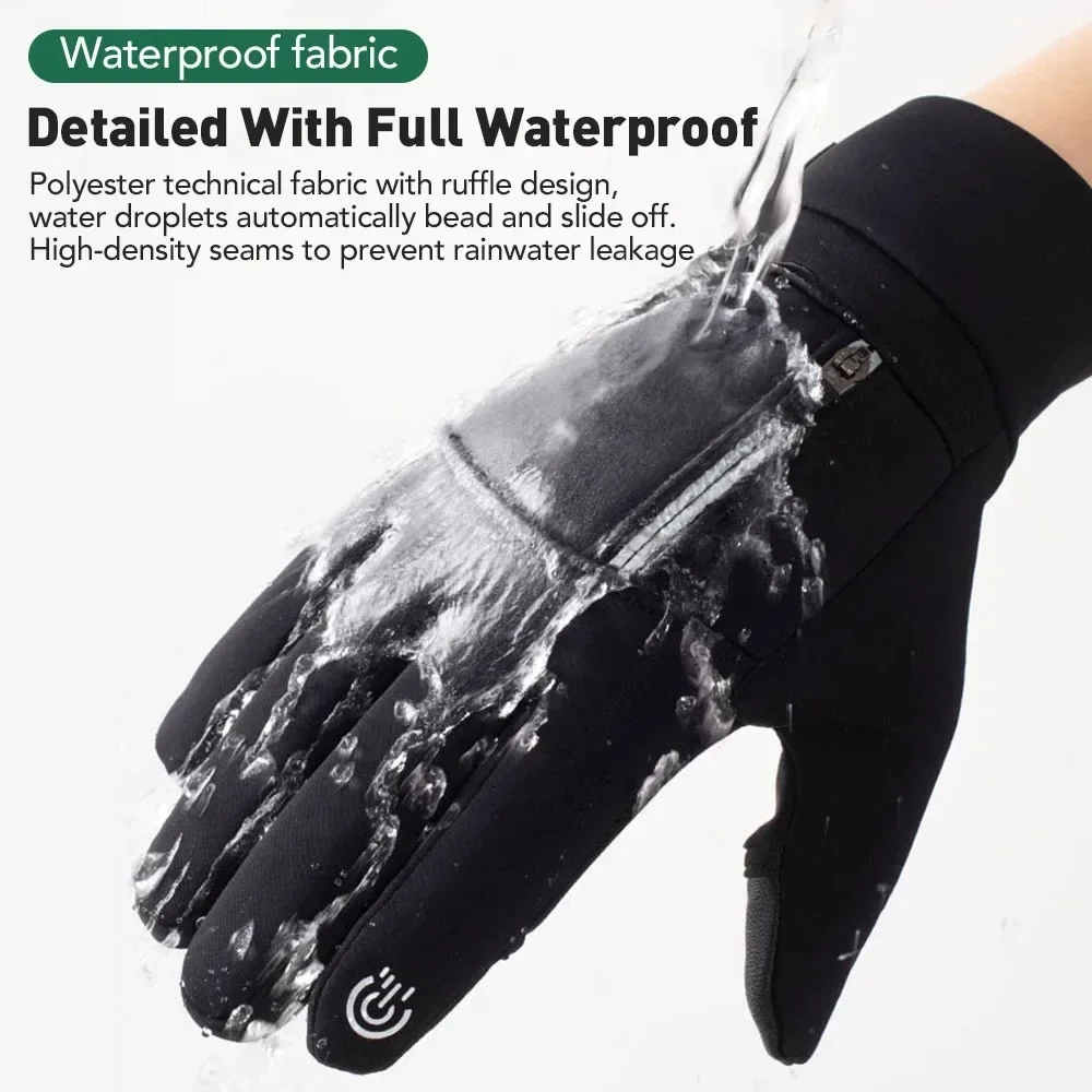 New 1 Pair Outdoor Sports Gloves Waterproof Windproof Padded Warm Two-Finger Touch Screen Gloves for Riding Fishing Running