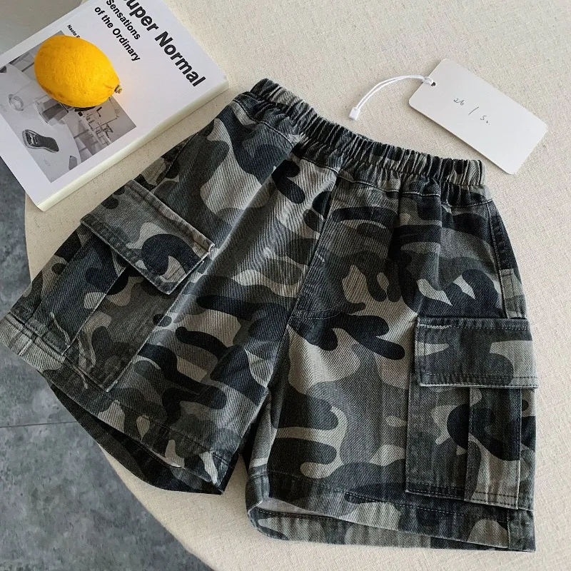 Boys Camouflage Shorts 2026 Summer New Children's Casual Cropped Pants Toddler Joggers Baby Pants Clothing 1-8T