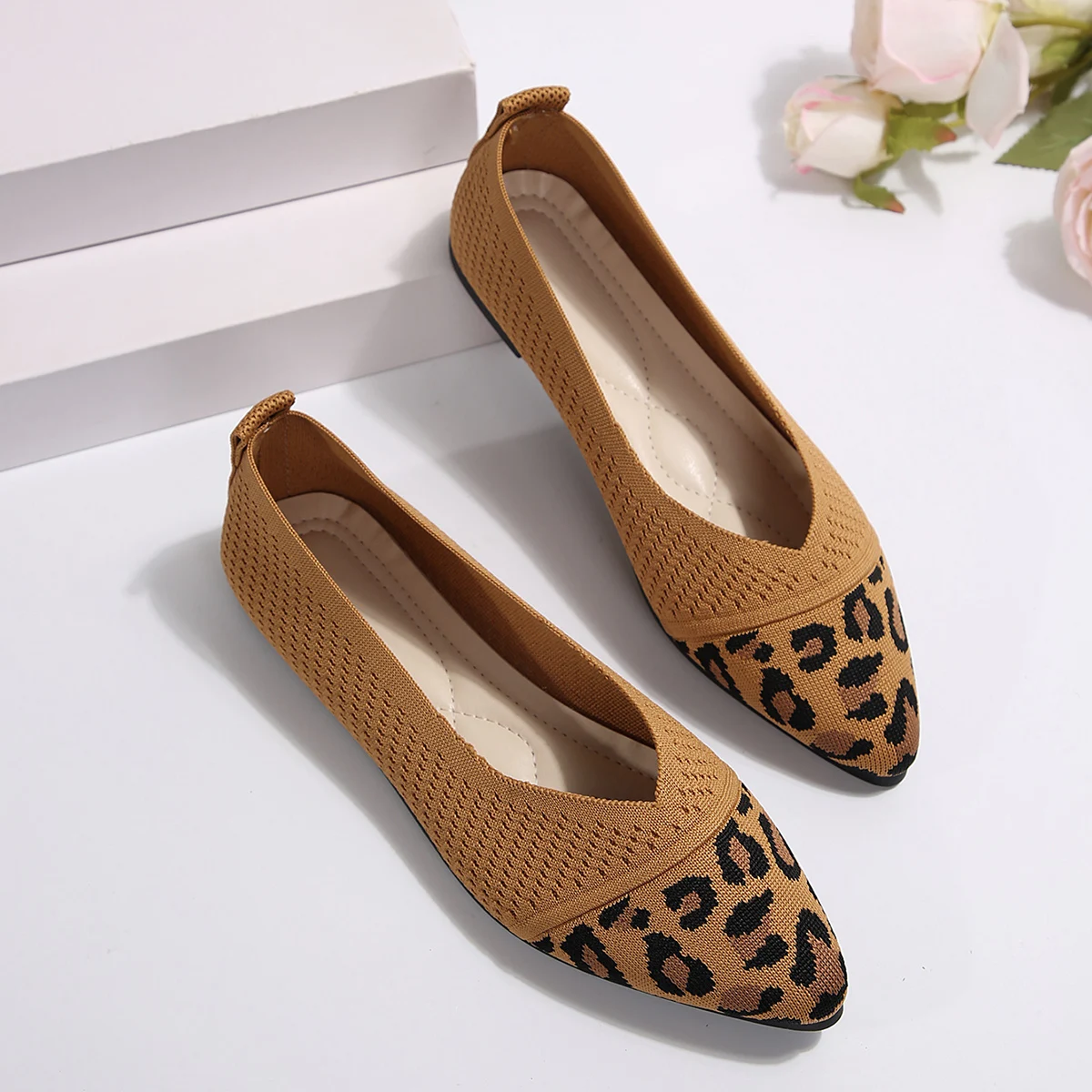 Pointed Toe Flats Womens Shoes Comfort Womans Shoes Fashions 2024 Leopard Shoes Zapato Mujer Casual Sapatos Feminino Zapatillas