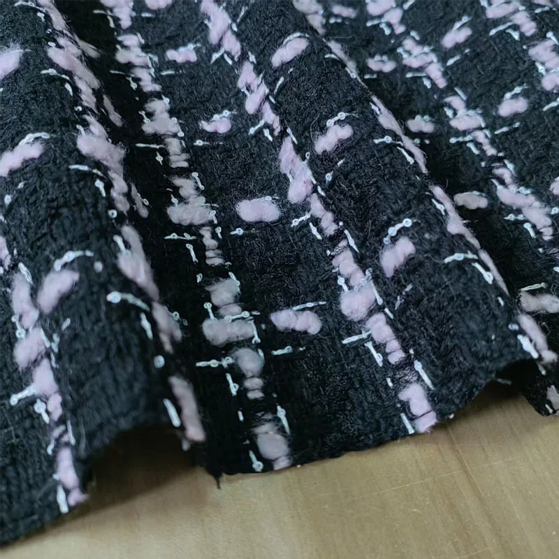

Light Pink Lattice Yarn-Dyed Braide Tweed Fabric For Woman's Autumn Jacket Dress Suit Coat DIY Cloth Sewing Material